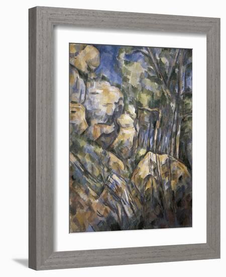 Rocks Near the Caves Below the Chateau Noir-Paul Cézanne-Framed Art Print