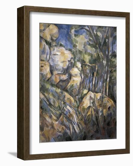 Rocks Near the Caves Below the Chateau Noir-Paul Cézanne-Framed Art Print