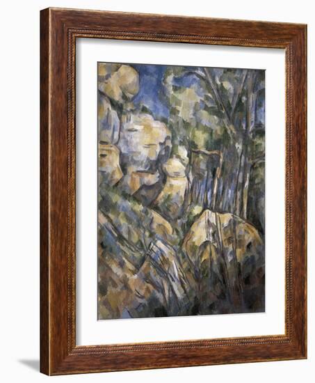 Rocks Near the Caves Below the Chateau Noir-Paul Cézanne-Framed Art Print