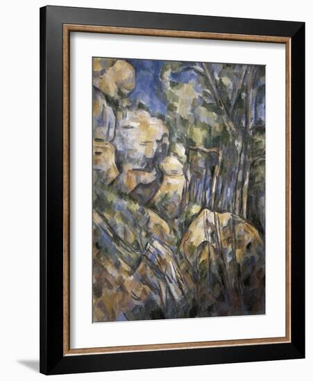 Rocks Near the Caves Below the Chateau Noir-Paul Cézanne-Framed Art Print