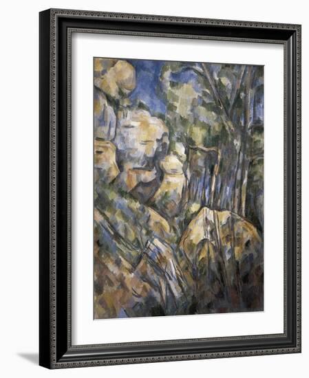 Rocks Near the Caves Below the Chateau Noir-Paul Cézanne-Framed Art Print