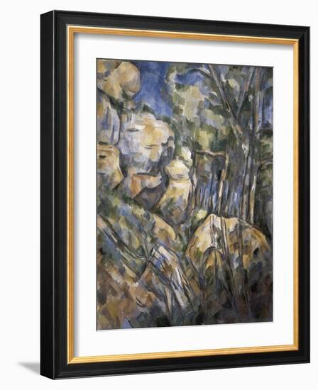 Rocks Near the Caves Below the Chateau Noir-Paul Cézanne-Framed Art Print