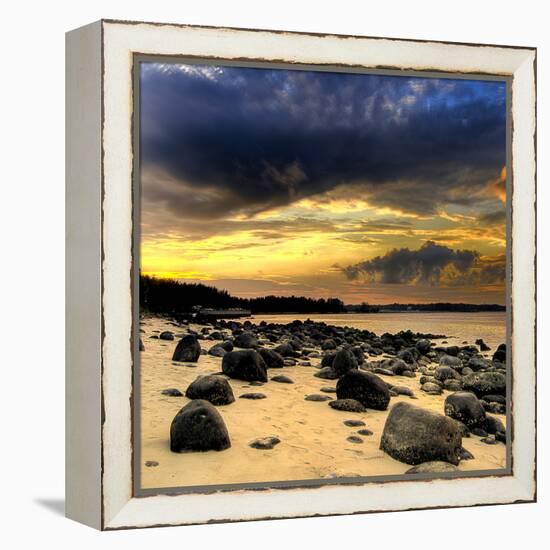 Rocks on Beach-null-Framed Premier Image Canvas