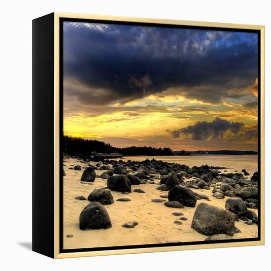 Rocks on Beach-null-Framed Premier Image Canvas