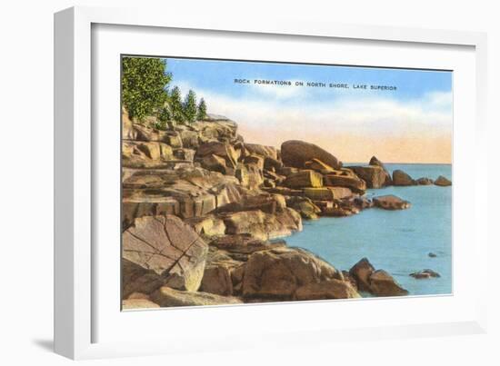 Rocks on North Shore, Lake Superior, Minnesota-null-Framed Art Print