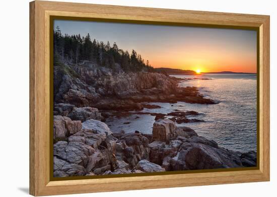 Rocks on the Coast at Sunrise, Little Hunters Beach, Acadia National Park, Maine, USA-null-Framed Premier Image Canvas