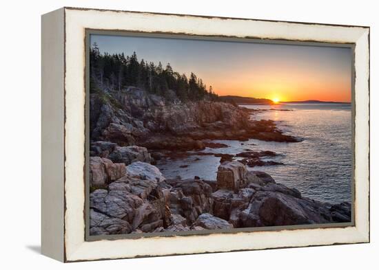 Rocks on the Coast at Sunrise, Little Hunters Beach, Acadia National Park, Maine, USA-null-Framed Premier Image Canvas