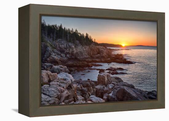 Rocks on the Coast at Sunrise, Little Hunters Beach, Acadia National Park, Maine, USA-null-Framed Premier Image Canvas