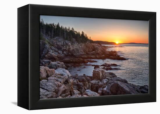 Rocks on the Coast at Sunrise, Little Hunters Beach, Acadia National Park, Maine, USA-null-Framed Premier Image Canvas