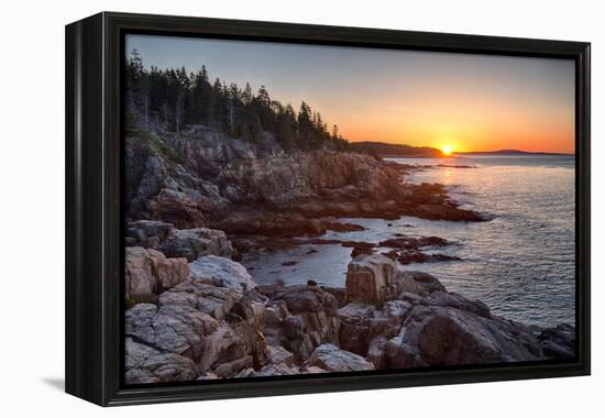 Rocks on the Coast at Sunrise, Little Hunters Beach, Acadia National Park, Maine, USA-null-Framed Premier Image Canvas