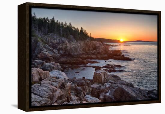 Rocks on the Coast at Sunrise, Little Hunters Beach, Acadia National Park, Maine, USA-null-Framed Premier Image Canvas