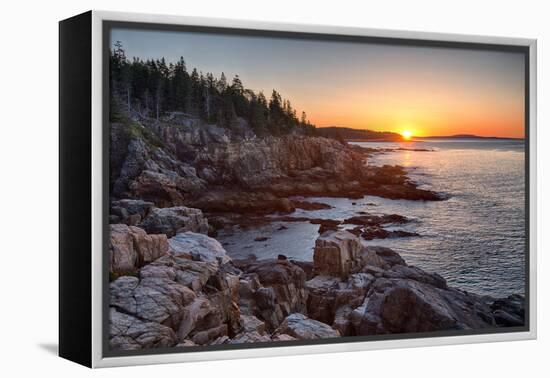 Rocks on the Coast at Sunrise, Little Hunters Beach, Acadia National Park, Maine, USA-null-Framed Premier Image Canvas