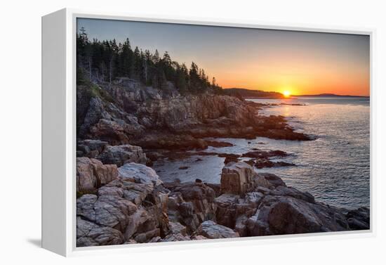 Rocks on the Coast at Sunrise, Little Hunters Beach, Acadia National Park, Maine, USA-null-Framed Premier Image Canvas