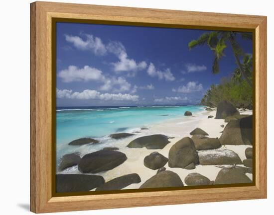 Rocks on Tropical Beach, Seychelles, Indian Ocean, Africa-Papadopoulos Sakis-Framed Premier Image Canvas