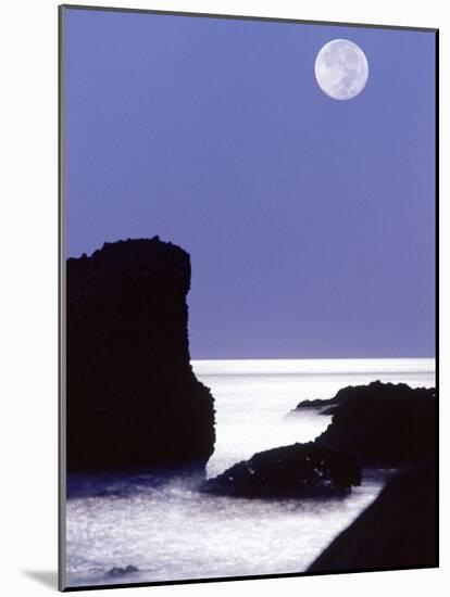 Rocks with Water and Full Moon, Laguna Beach, CA-Mitch Diamond-Mounted Photographic Print