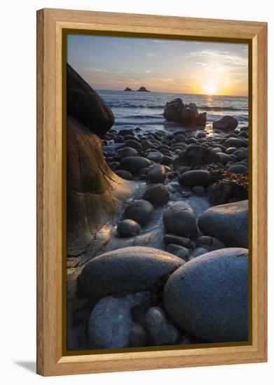 Rocky Beach at Porth Naven, Land's End,Cornwall, England-Paul Harris-Framed Premier Image Canvas