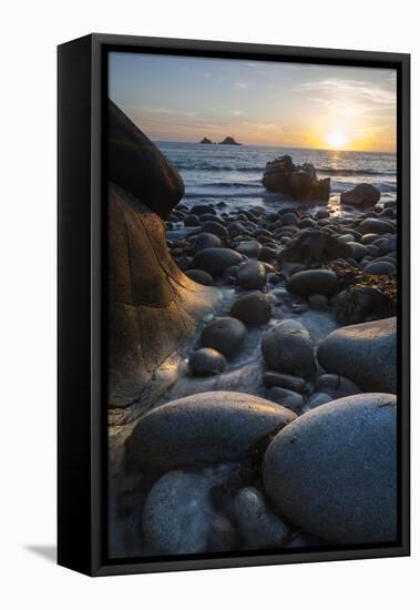 Rocky Beach at Porth Naven, Land's End,Cornwall, England-Paul Harris-Framed Premier Image Canvas