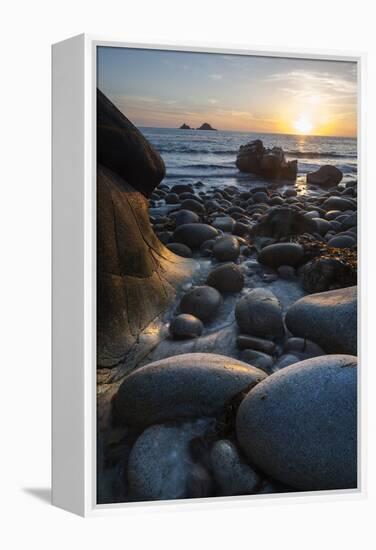 Rocky Beach at Porth Naven, Land's End,Cornwall, England-Paul Harris-Framed Premier Image Canvas