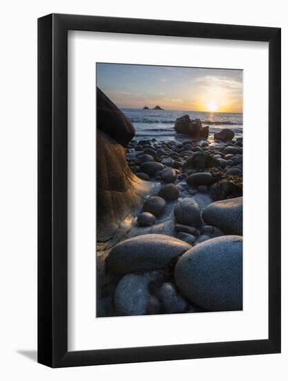 Rocky Beach at Porth Naven, Land's End,Cornwall, England-Paul Harris-Framed Photographic Print