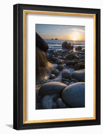 Rocky Beach at Porth Naven, Land's End,Cornwall, England-Paul Harris-Framed Photographic Print