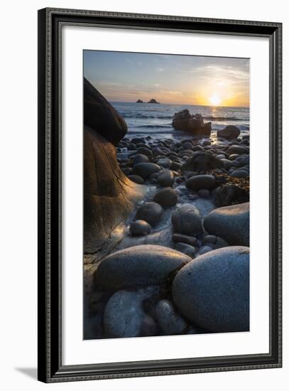 Rocky Beach at Porth Naven, Land's End,Cornwall, England-Paul Harris-Framed Photographic Print