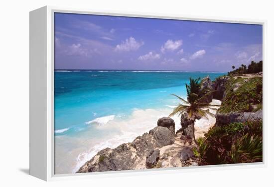 Rocky Beach Mayan Riviera Tulum Mexico-George Oze-Framed Premier Image Canvas