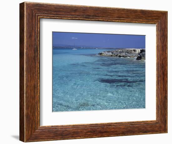 Rocky Coast and Sea, Formentera, Balearic Islands, Spain, Mediterranean, Europe-Vincenzo Lombardo-Framed Photographic Print