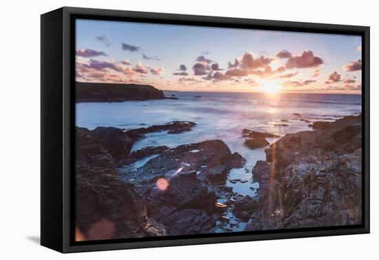 Rocky Coast at Treyarnon Bay at Sunset, Cornwall, England, United Kingdom, Europe-Matthew-Framed Premier Image Canvas