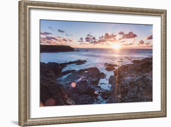 Rocky Coast at Treyarnon Bay at Sunset, Cornwall, England, United Kingdom, Europe-Matthew-Framed Photographic Print