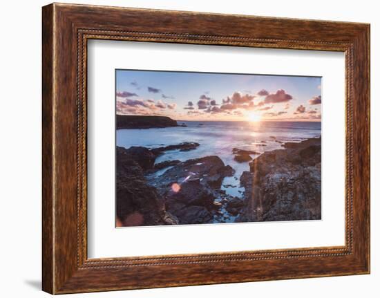 Rocky Coast at Treyarnon Bay at Sunset, Cornwall, England, United Kingdom, Europe-Matthew-Framed Photographic Print
