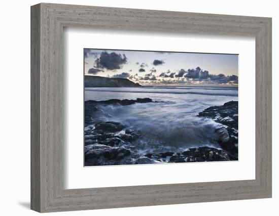 Rocky Coast at Treyarnon Bay at Sunset, Cornwall, England, United Kingdom, Europe-Matthew-Framed Photographic Print