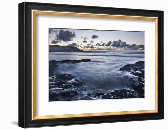 Rocky Coast at Treyarnon Bay at Sunset, Cornwall, England, United Kingdom, Europe-Matthew-Framed Photographic Print