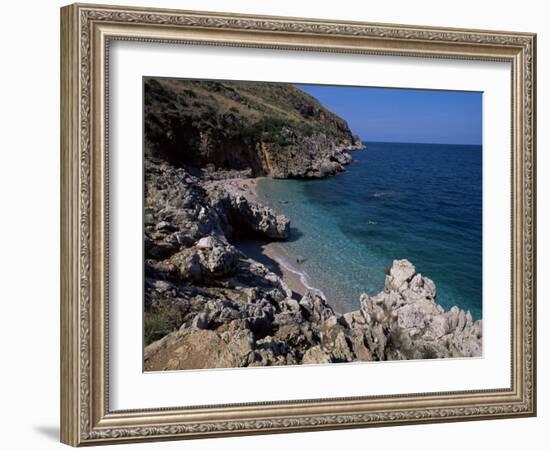 Rocky Coast, Island of Sicily, Italy, Mediterranean-Julian Pottage-Framed Photographic Print