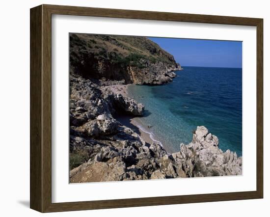 Rocky Coast, Island of Sicily, Italy, Mediterranean-Julian Pottage-Framed Photographic Print