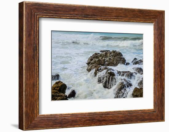 Rocky Coast Ocean Surf Waves-dplett-Framed Photographic Print