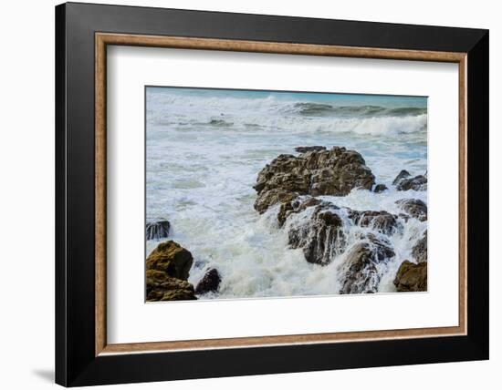 Rocky Coast Ocean Surf Waves-dplett-Framed Photographic Print