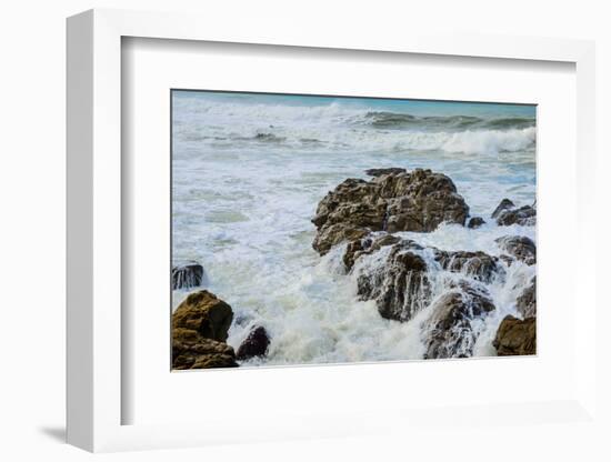 Rocky Coast Ocean Surf Waves-dplett-Framed Photographic Print