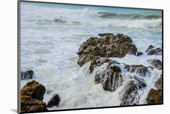Rocky Coast Ocean Surf Waves-dplett-Mounted Photographic Print