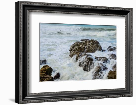 Rocky Coast Ocean Surf Waves-dplett-Framed Photographic Print