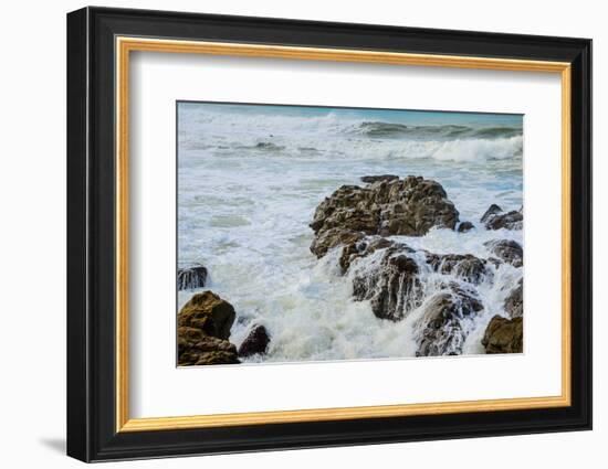 Rocky Coast Ocean Surf Waves-dplett-Framed Photographic Print