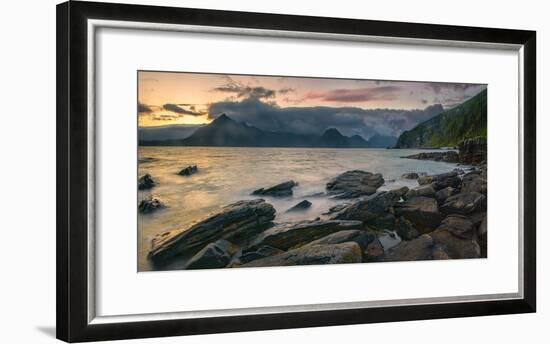 Rocky Coast of Loch Scavaig with Cuillin Mountains at Sunset, Isle of Skye, Scotland-null-Framed Photographic Print