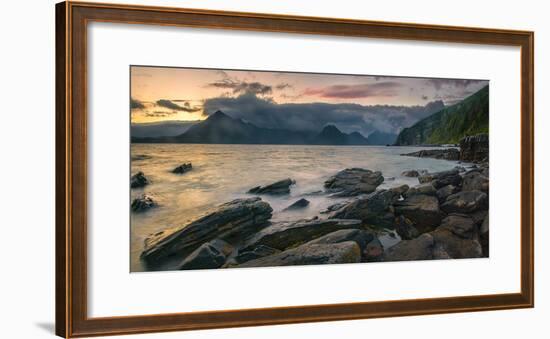 Rocky Coast of Loch Scavaig with Cuillin Mountains at Sunset, Isle of Skye, Scotland-null-Framed Photographic Print