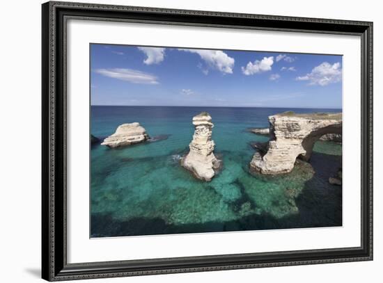 Rocky Coast with Stone Pillars, the Mediterranean Sea, Apulia, Italy-Markus Lange-Framed Photographic Print