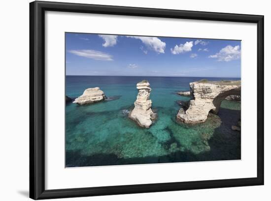 Rocky Coast with Stone Pillars, the Mediterranean Sea, Apulia, Italy-Markus Lange-Framed Photographic Print