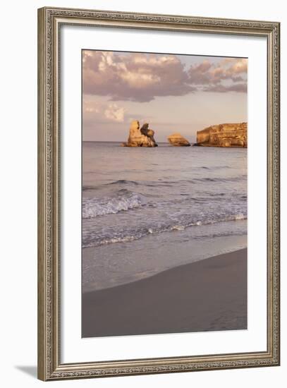 Rocky Coast with Stone Pillars, the Mediterranean Sea, Apulia, Italy-Markus Lange-Framed Photographic Print