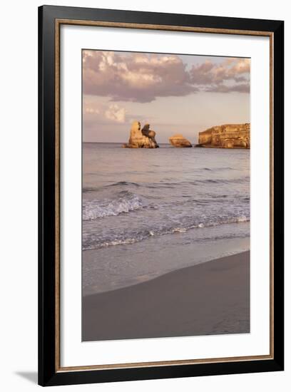 Rocky Coast with Stone Pillars, the Mediterranean Sea, Apulia, Italy-Markus Lange-Framed Photographic Print