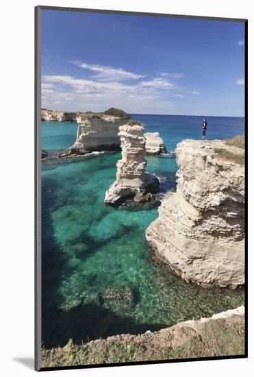 Rocky Coast with Stone Pillars, the Mediterranean Sea, Apulia, Italy-Markus Lange-Mounted Photographic Print