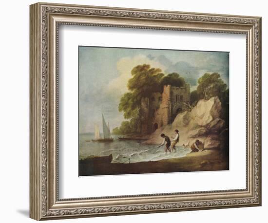 ''Rocky Coastal Scene with Ruined Castle, Boats and Fishermen', 1780-1781 (1946)-Thomas Gainsborough-Framed Giclee Print