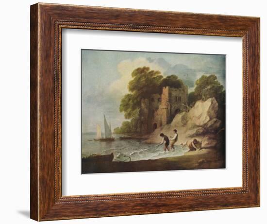 ''Rocky Coastal Scene with Ruined Castle, Boats and Fishermen', 1780-1781 (1946)-Thomas Gainsborough-Framed Giclee Print