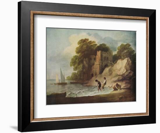 ''Rocky Coastal Scene with Ruined Castle, Boats and Fishermen', 1780-1781 (1946)-Thomas Gainsborough-Framed Giclee Print